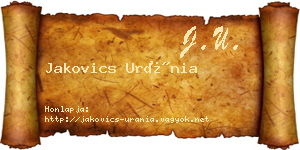 Jakovics Uránia névjegykártya